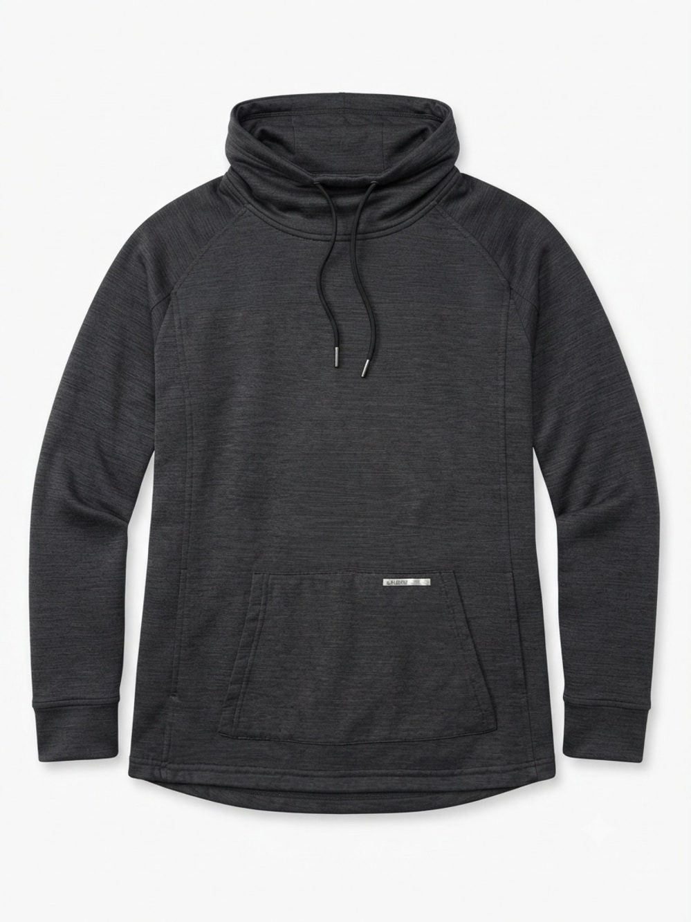 Charcoal Funnel Neck Pullover Hoodie with Kangaroo Pocket